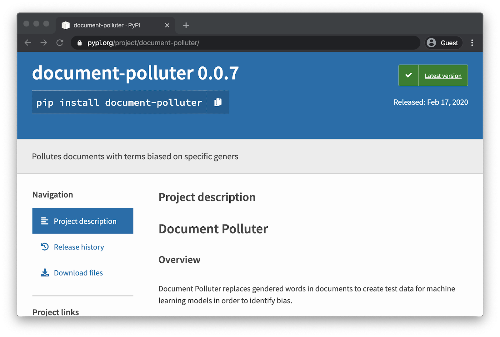 Document polluter python package